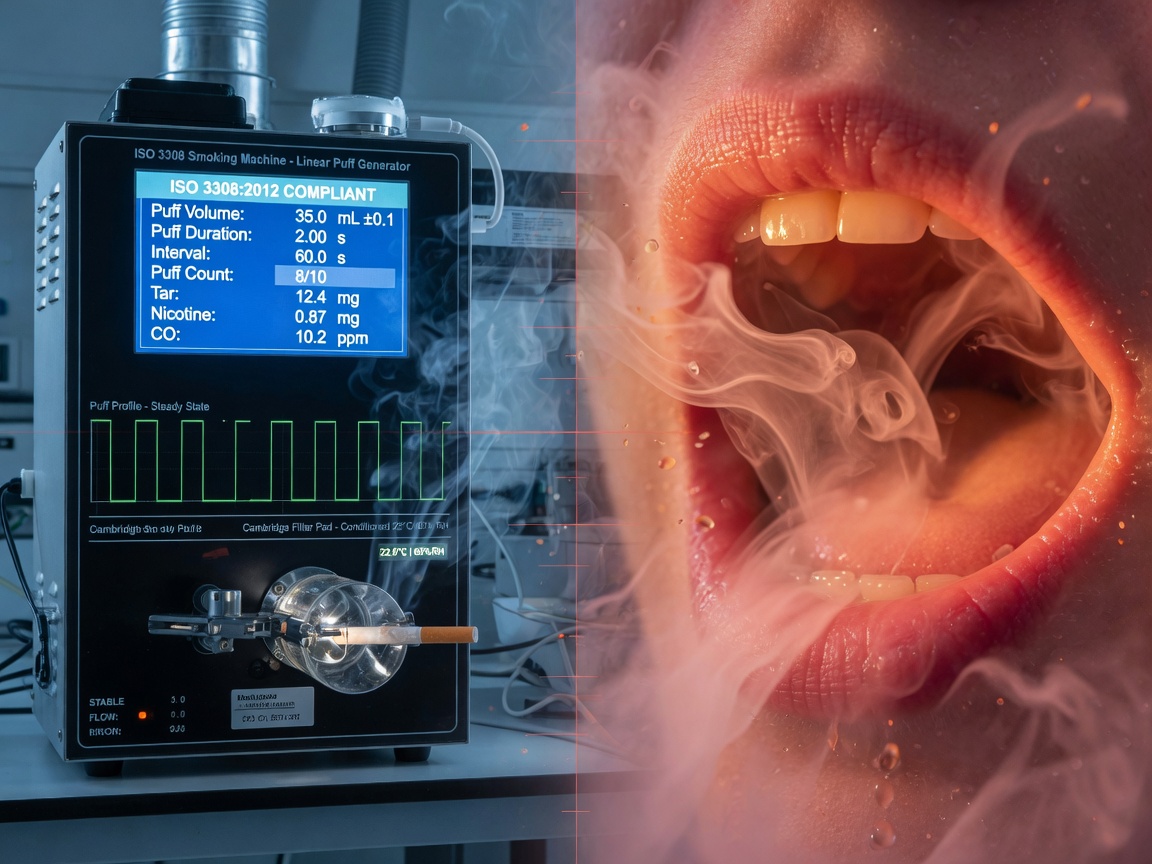Comparison of laboratory standard combustion testing setup vs. actual human puffing